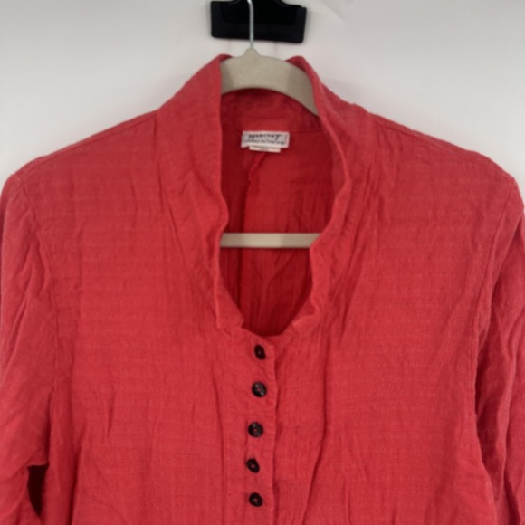 Habitat Blouse Womens Medium Button Front Long Sleeve Textured Tencel Rayon USA - Picture 2 of 10